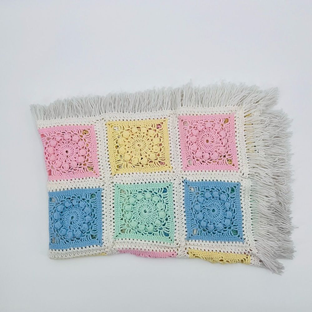 Blanket Baby Crochet Handmade Pink Blue Green Yellow White Size 30” x 46”